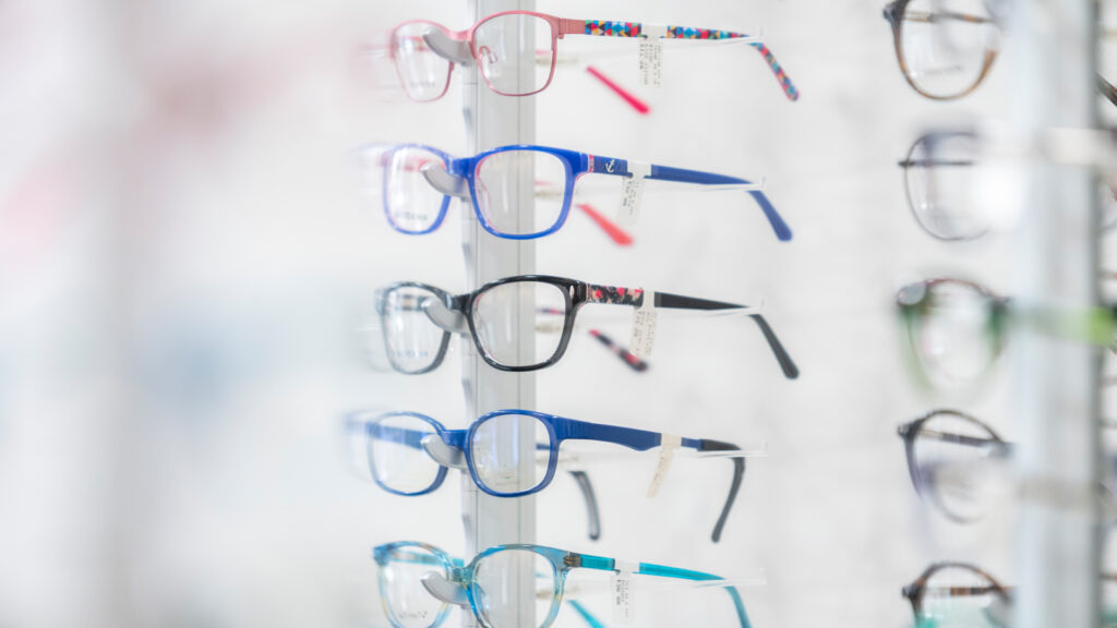 Glasses on display