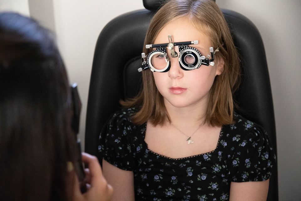 Child having an eye test