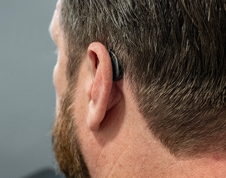 Close up of ear with hearing aid